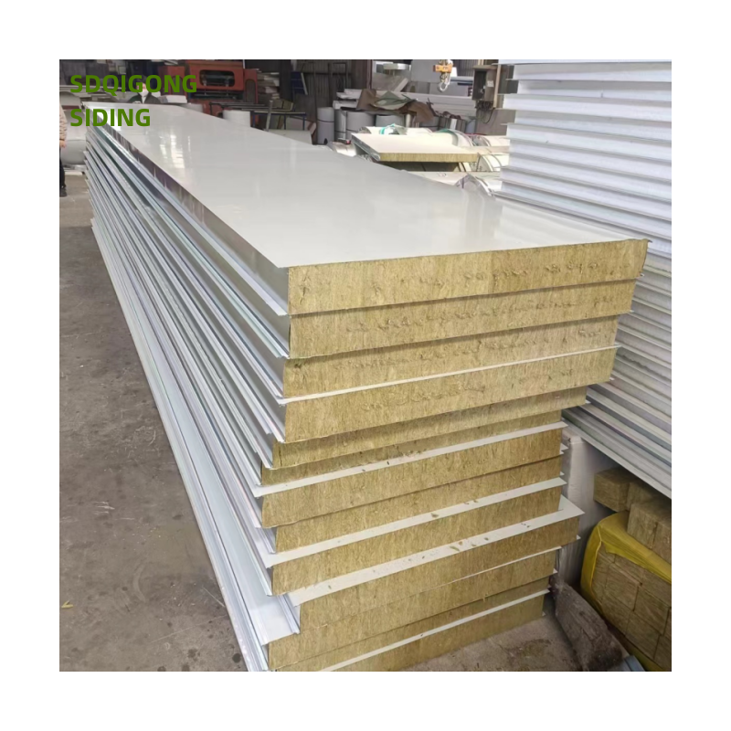 Fireproof heat preservation sound insulation rock wool sandwich panel exterior wall siding rock wool board panels