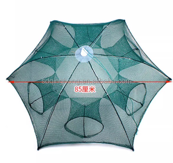 Folding Nylon Fishing Net Mono Cast China Sale Trap Cage Green Nets Umbrella Netting 4 8 Holes