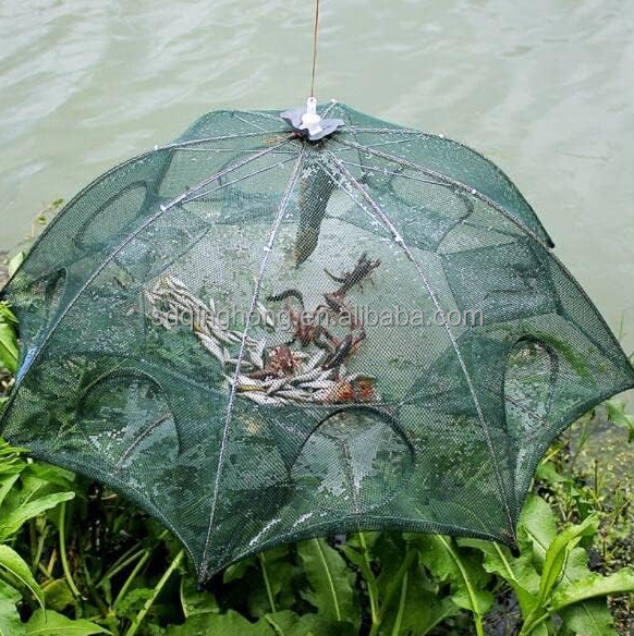 Folding Nylon Fishing Net Mono Cast China Sale Trap Cage Green Nets Umbrella Netting 4 8 Holes