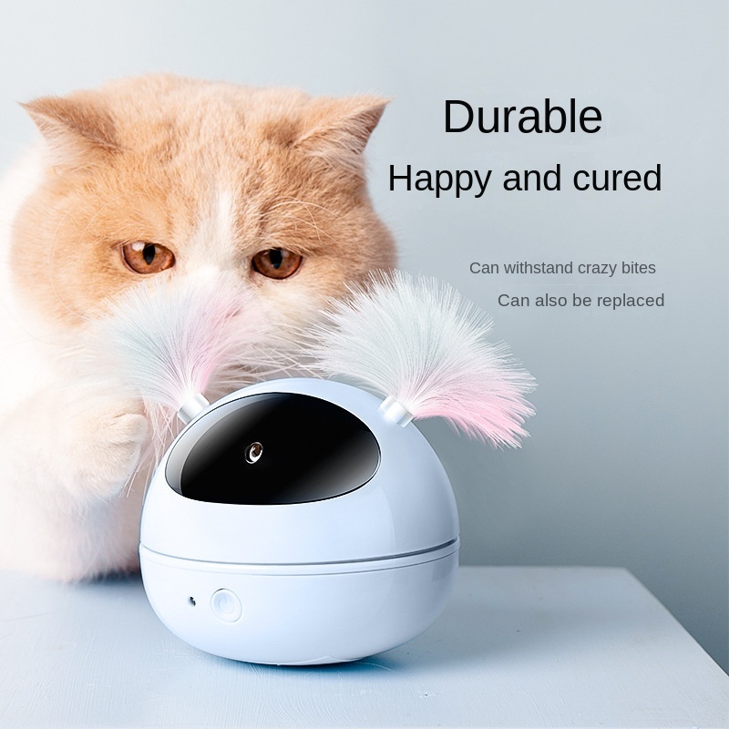 Automatic Electronic Interactive Rotating USB Charge Exercise Training Entertaining Cat Laser Toy with Feather Stick