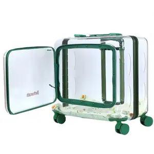 Relaxlines Pet Trolley Bag Portable Dog Transparent Box Suitcase Pet Carry Case Trolley Pet Cat Carrier With Wheels