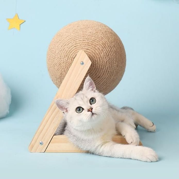 Manufacturer Corrugate Cat Scratch Boards Paper Board Wood Sisal Cat Grasping Ball Toy Scratching Board for Cats with Ball