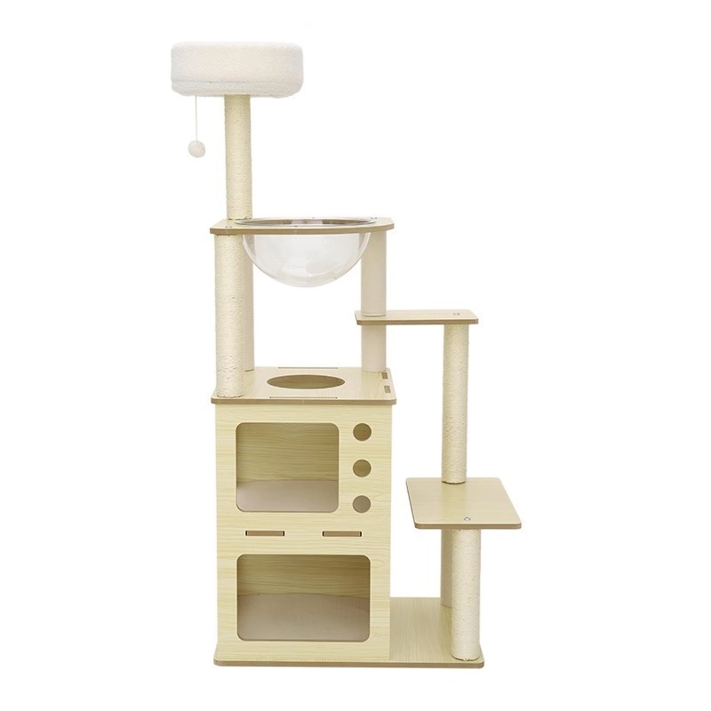 Factory Supply Hoopet Stable Sturdy Multi-functional Activity Centre Wood Large Scratching Cat Tree Tower