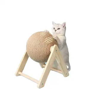 Manufacturer Corrugate Cat Scratch Boards Paper Board Wood Sisal Cat Grasping Ball Toy Scratching Board for Cats with Ball