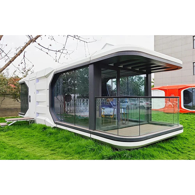 Capsule House Portable Pod Toilet Capsule Tiny Cabin Prefabricated Homes Automatic Capsules Hotel With Balcony