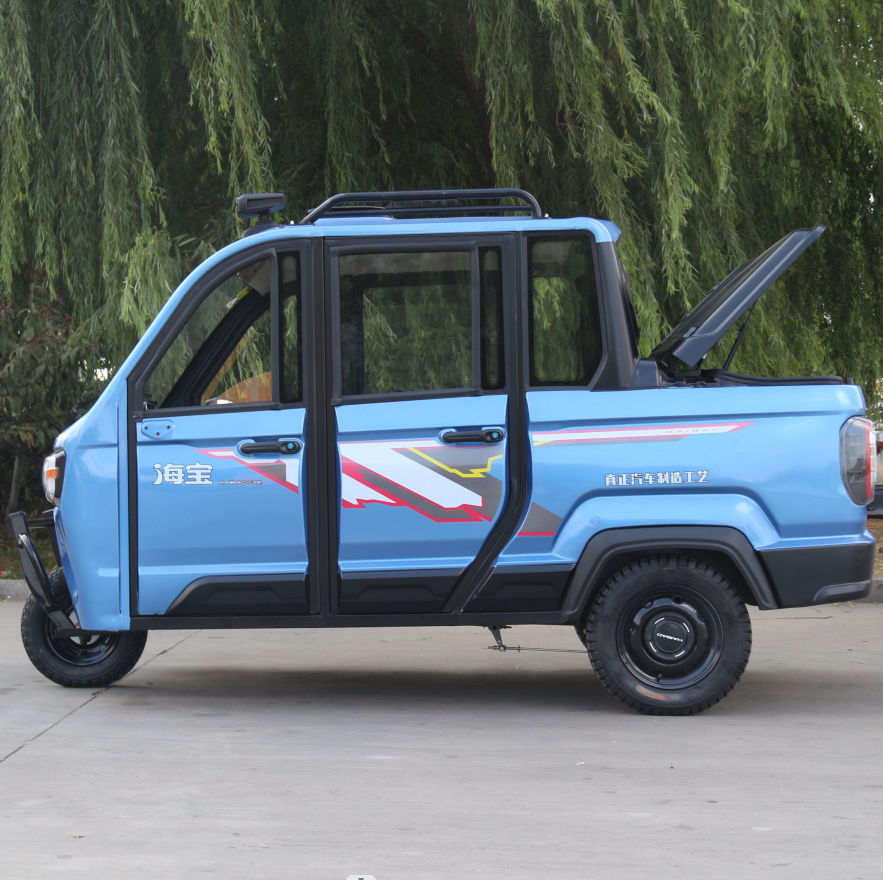 Electric tricycle 3 Wheels Electric Three Wheels Cargo  truck pickup light truck 4 door 3 seats 1000W 60V80Ah handle