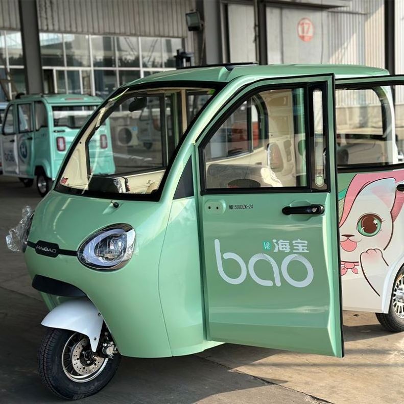 New Arrive Haibao Fenghuang Front Loading Three Wheel Electric Auto Rickshaw 2 Passengers Velotaxi Pedicab Tricycle