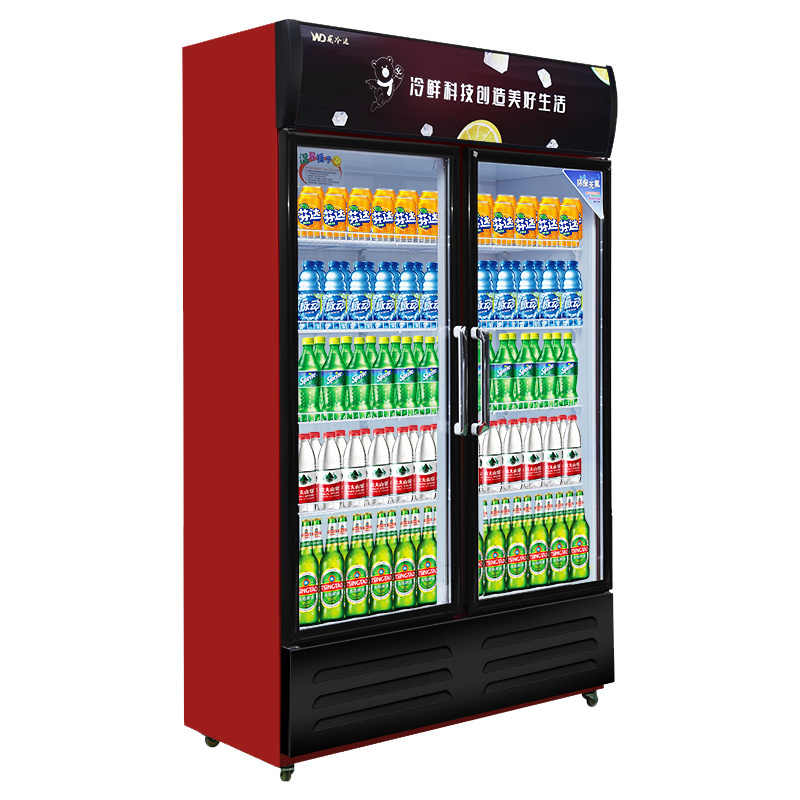 Vertical Upright drink Glass Door Freezer Display Beverage cola Cooler Refrigerator for supermarket