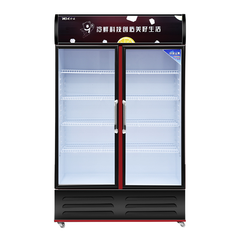 Double-Temperature 2 door display fridge cola display fridge for Supermarkets and restaurants