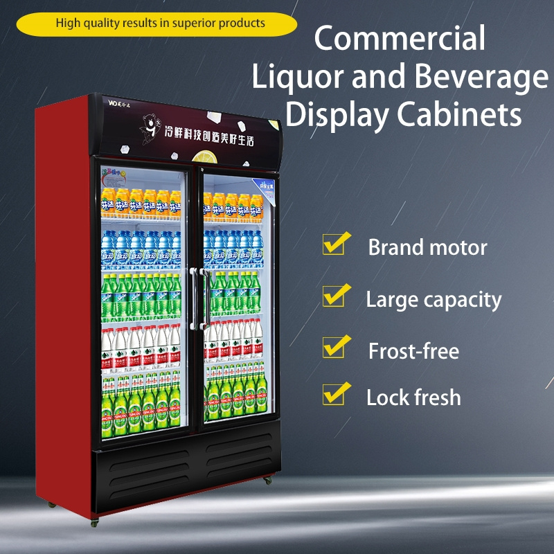 Double-Temperature 2 door display fridge cola display fridge for Supermarkets and restaurants