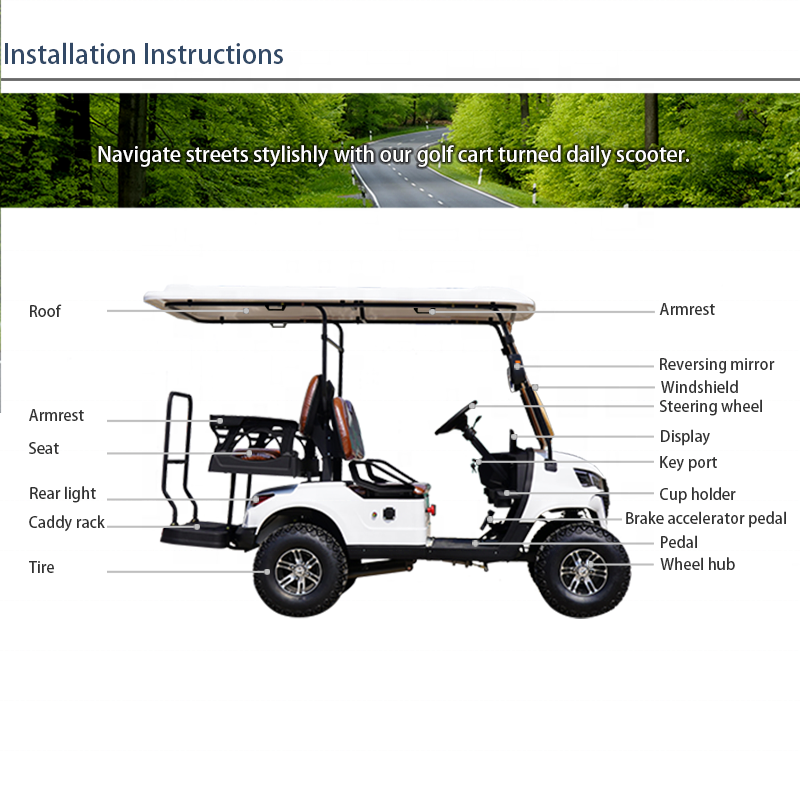 2023 New Energy 6 Seater Customized 7.5kw Ac Motor Lithium Ion Battery 30mph Lifted Off Road Electric Golf Carts