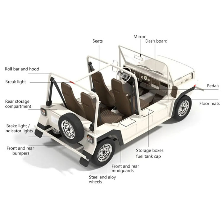 New Energy Large Capacity Battery Mini Moke Parts 6 Seater New Electric Mini Moke