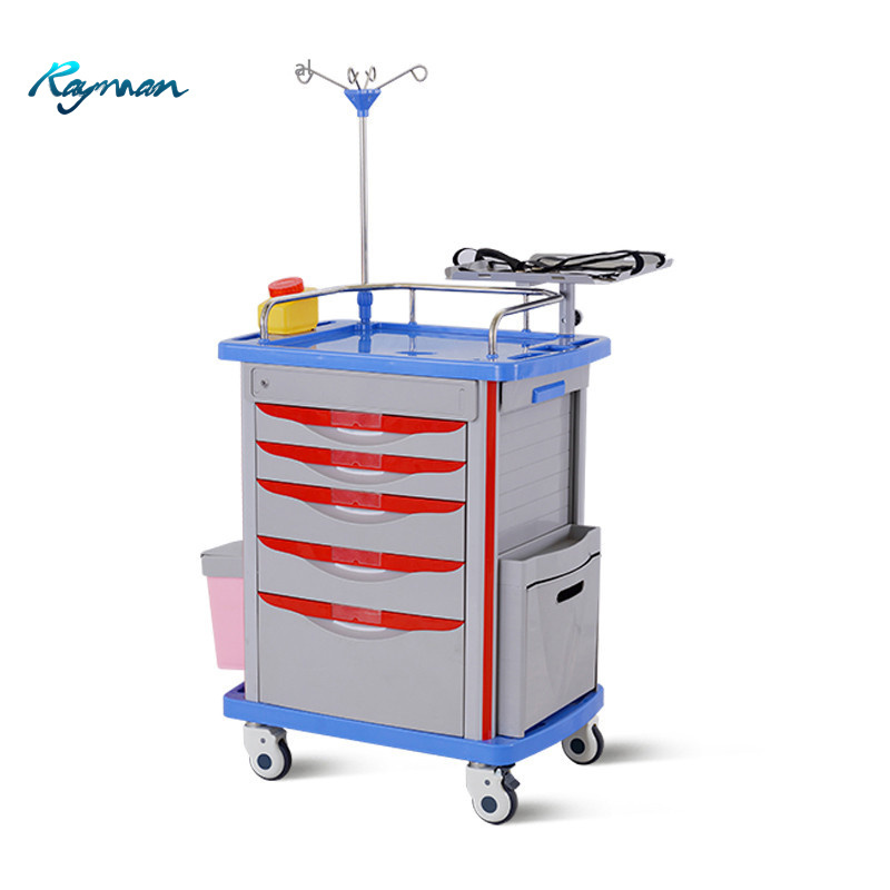 Sharp box and plastic basket at both sides medical used crash carts for sale medical cart