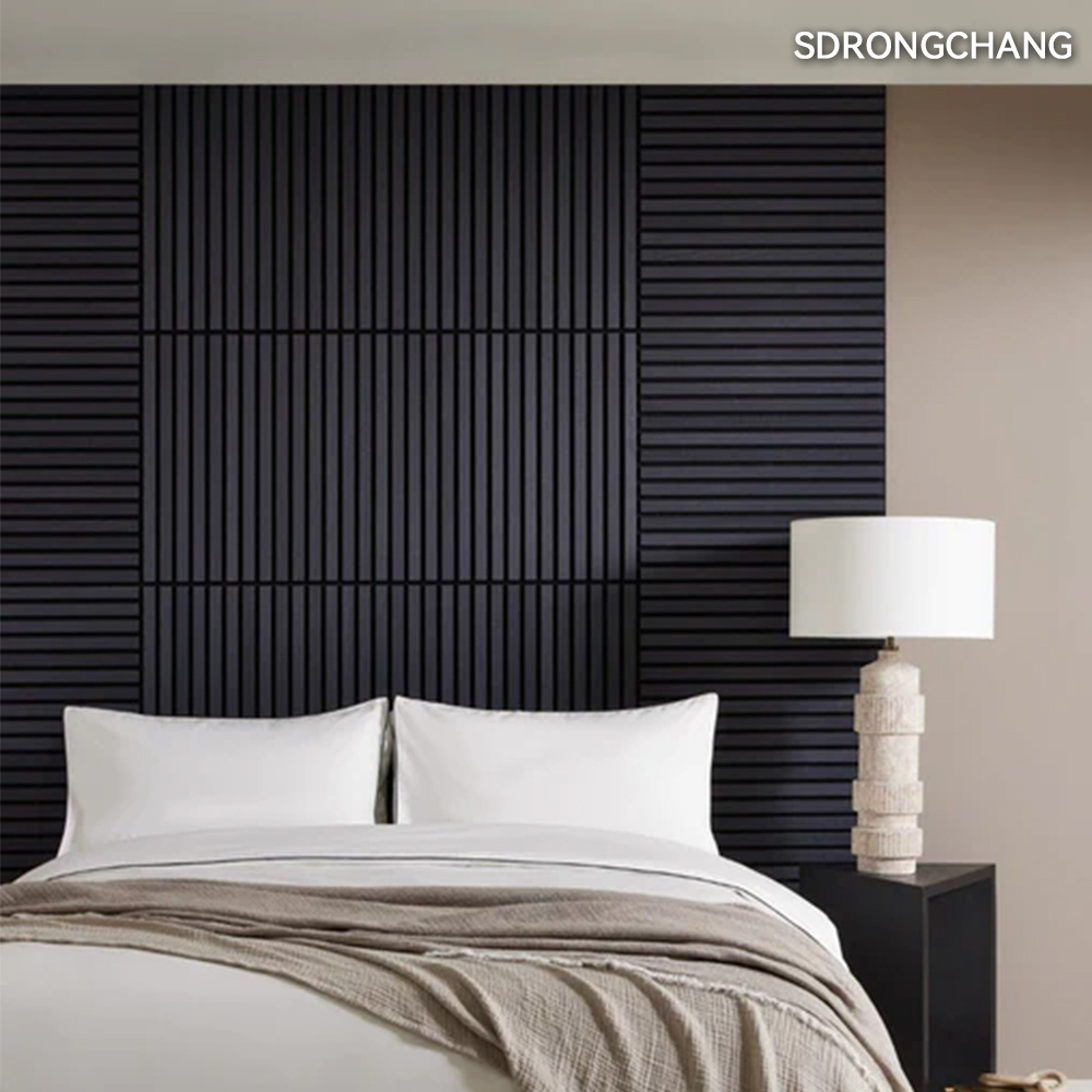 Rongchang Slatted Wood Wall Panel Akupanel Veneer Acoustic Slat Panel Wooden Easy To Fix On Walls And Ceilings