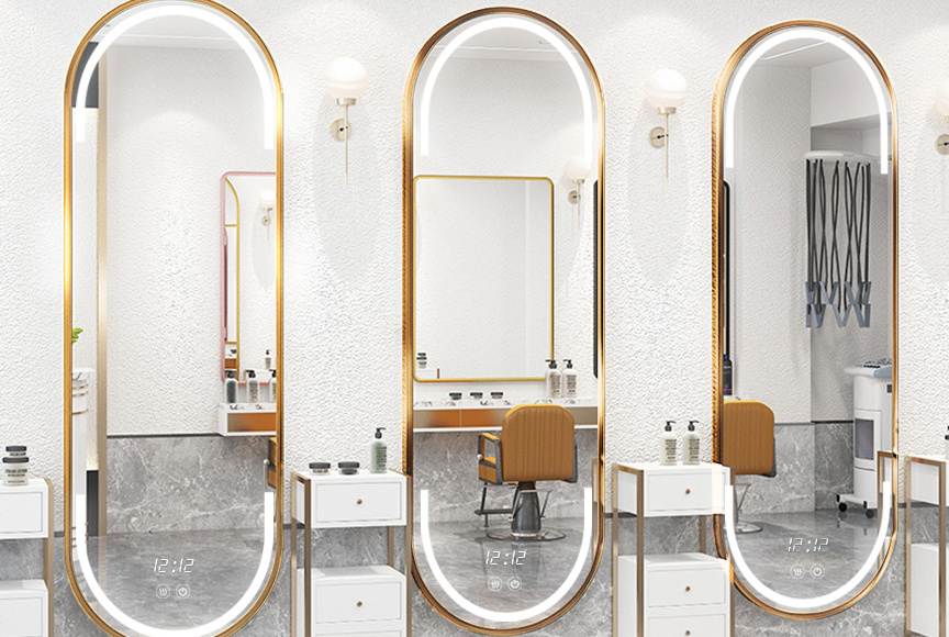 New Model Bathroom Mirror Led lighted Vanity Mirror with anti-fog Time Temperature Display LED mirror with lights