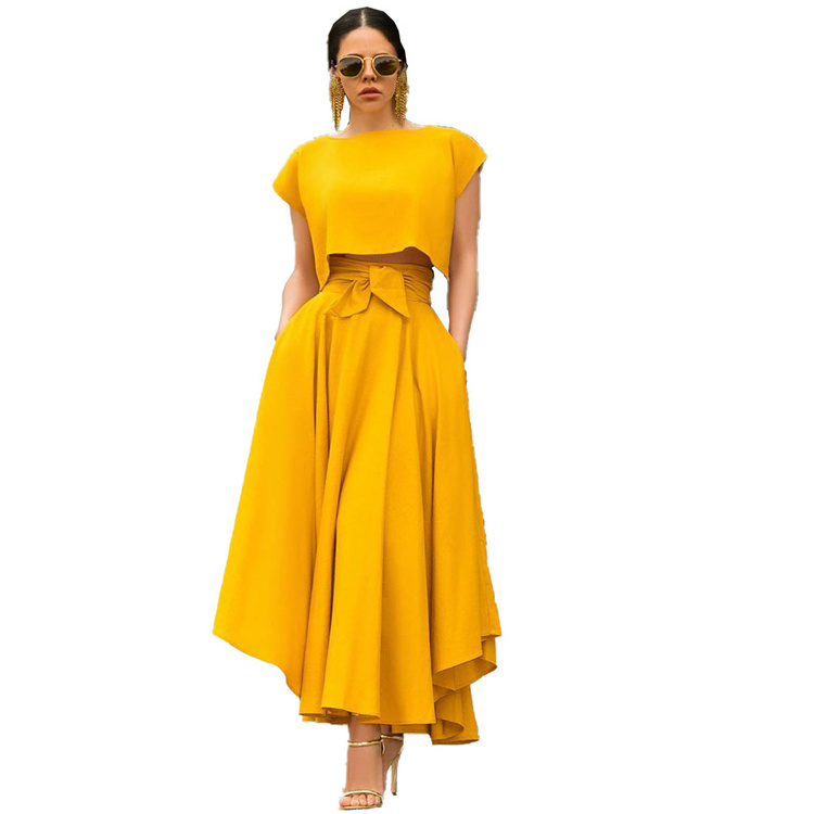 clothing women midi dress fashion solid color women umbrella skirt