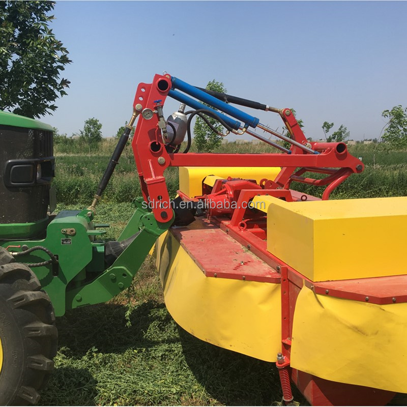 big power tractor mounted front three point hitch and front PTO shaft with grass mower