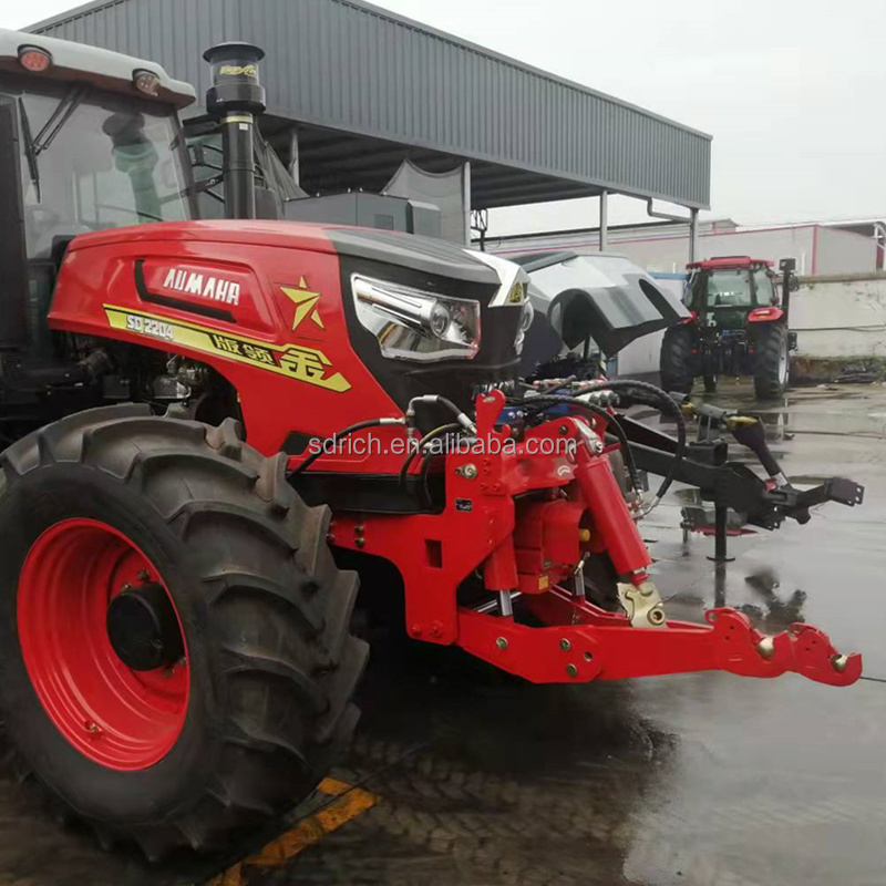 big power tractor mounted front three point hitch and front PTO shaft with grass mower