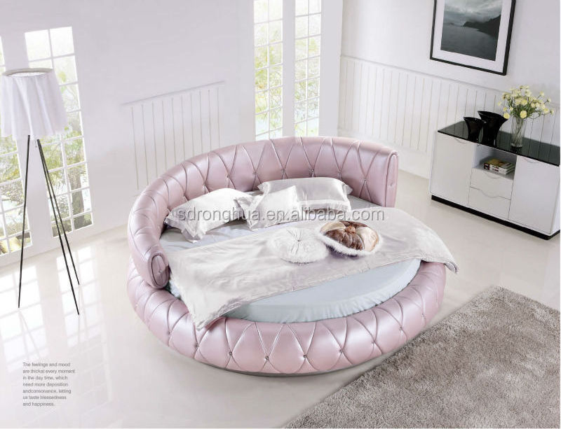 K1302 Luxury furniture modern leather round bed