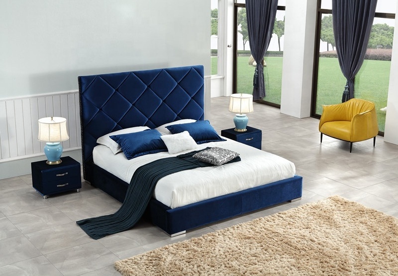 K8842  Velvet bed fabric bed Canton European bedroom furniture upholstered bed