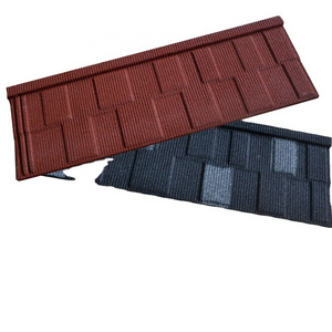 Fade free Steel Low Price Alu-Zinc Stone Coated Metal Roof Tile Mabati Roofing Sheet Warranty 50 Years Shake Tile in Ghana Kenya