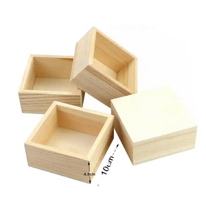 Custom unfinished wooden box rustic small square storage organizer container DIY craft collection Home venue table top drawer de