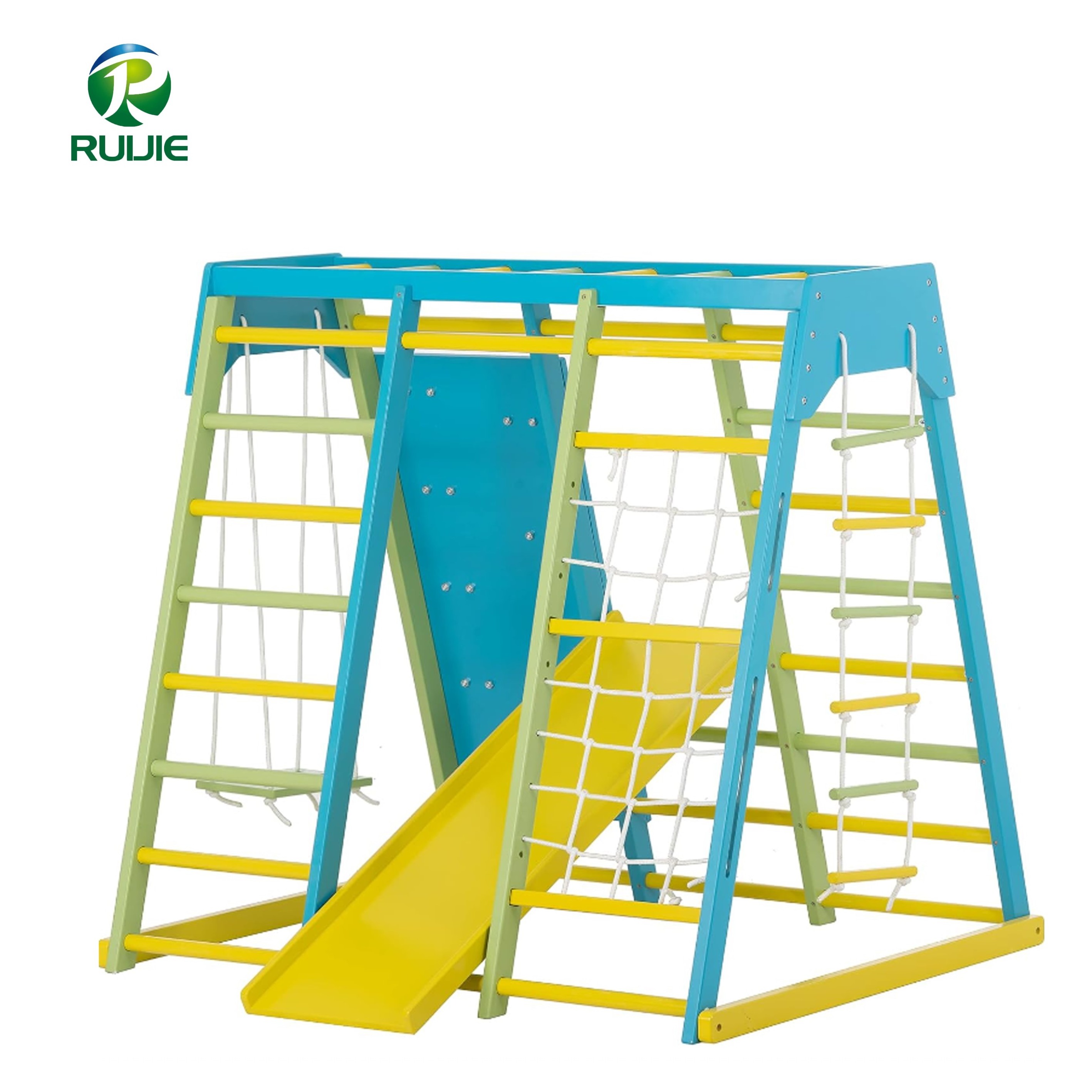 Indoor Playground Climbing Toys with Slide Climbing Wall Rope Wall Climber Monkey Bars Swing