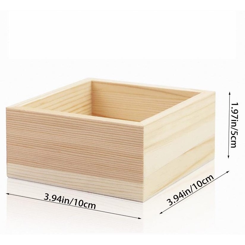 Custom unfinished wooden box rustic small square storage organizer container DIY craft collection Home venue table top drawer de