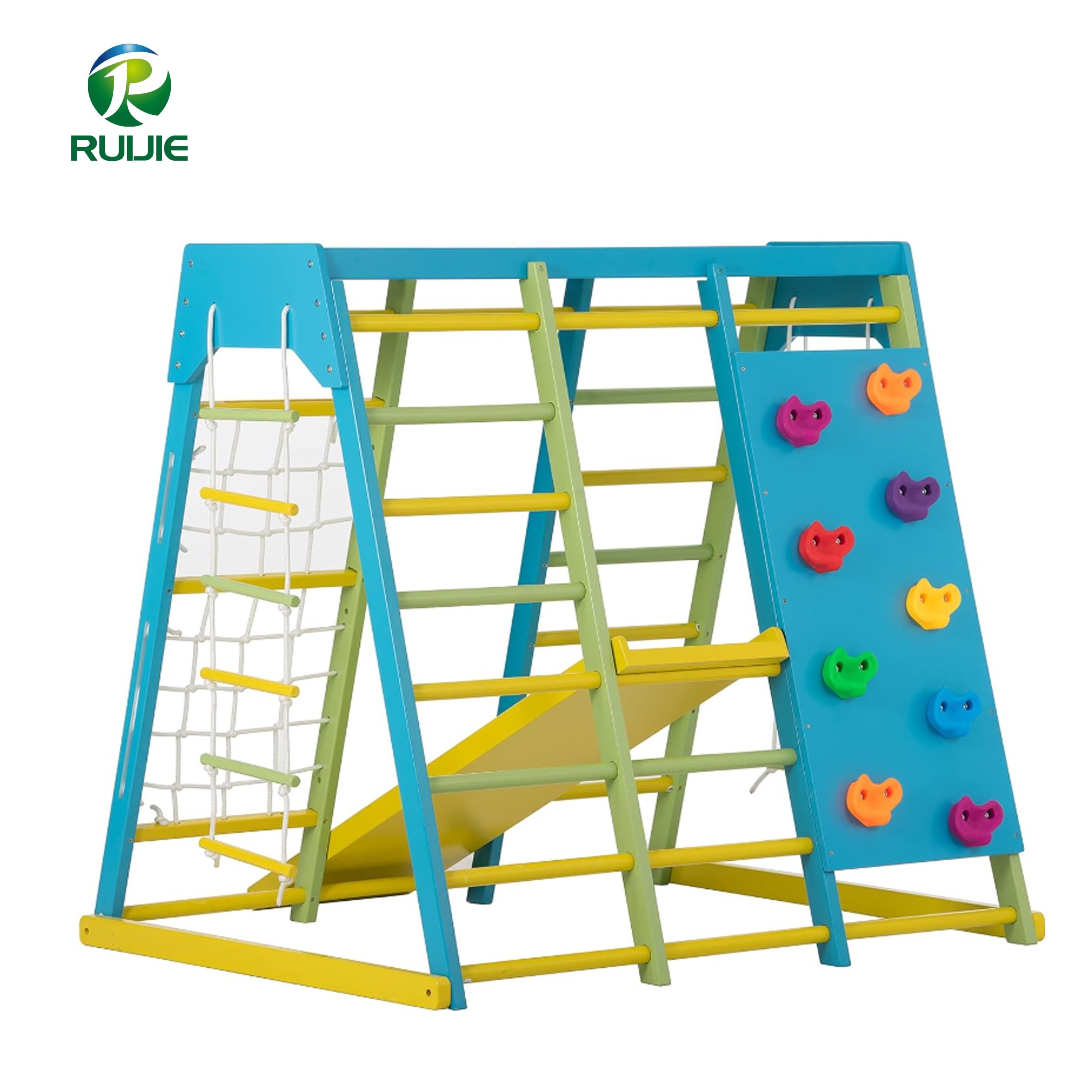 Indoor Playground Climbing Toys with Slide Climbing Wall Rope Wall Climber Monkey Bars Swing