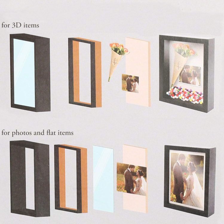 Customized Multi-size Photo Display Cabinet Standing wooden shadow box picture frame