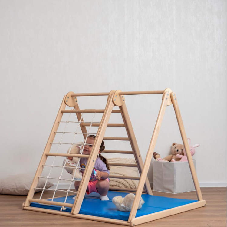 Wooden Climbing Frame Swing Front Slide Climbing Board Cloud Ladder Soft Rope Ladder Swing