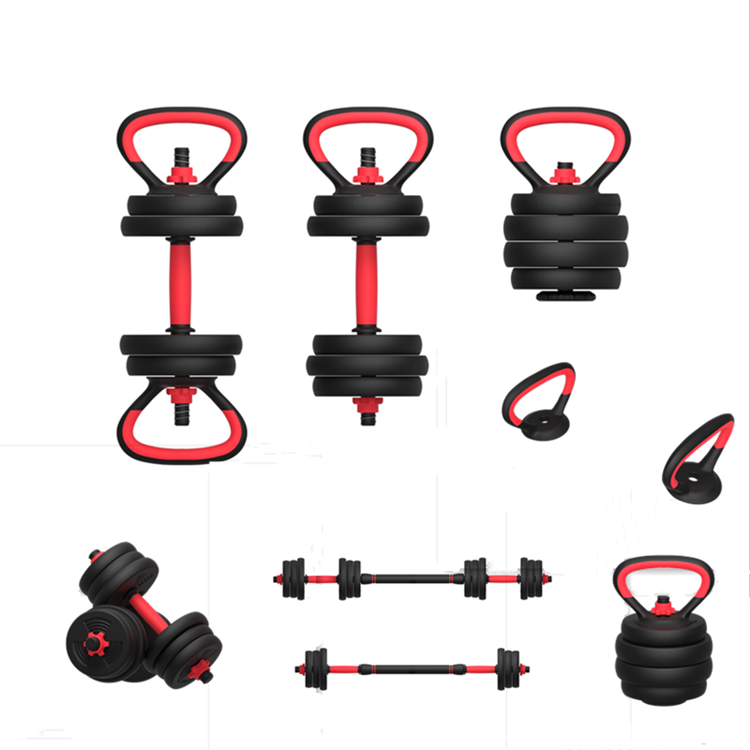 Popular Drop Shipping 10KG 6 In 1 Adjustable Dumbbell Barbell Kettlebell Set Push Up Rack Stand Multi-functional