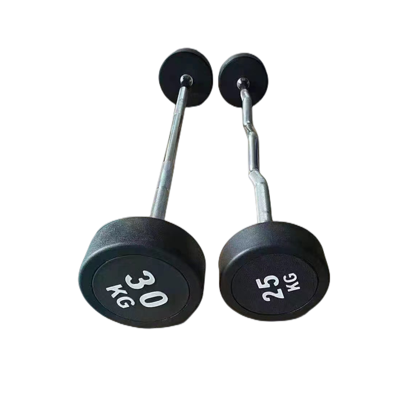 New Arrivals Fixed Rubber Coated Head Curl Weightlifting Barbell Free Weights Barbell Lifting