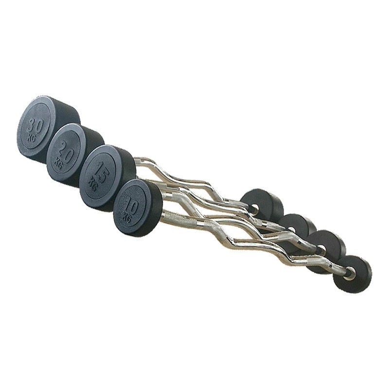 New Arrivals Fixed Rubber Coated Head Curl Weightlifting Barbell Free Weights Barbell Lifting