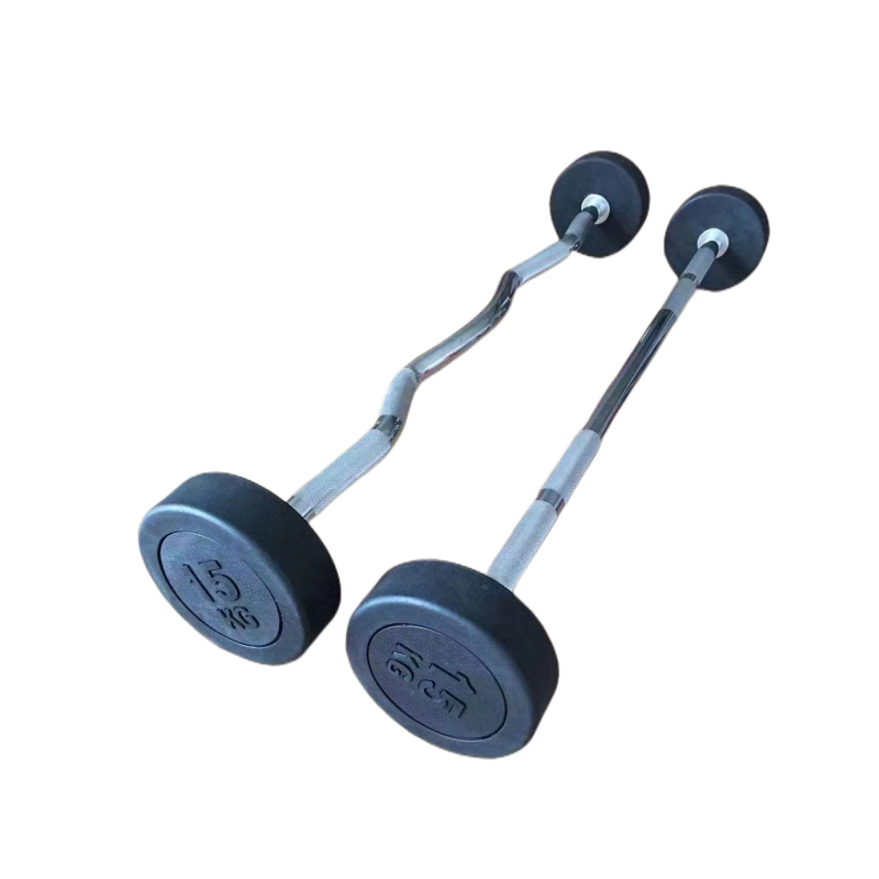 New Arrivals Fixed Rubber Coated Head Curl Weightlifting Barbell Free Weights Barbell Lifting