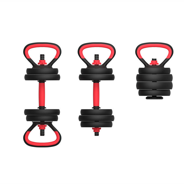 Popular Drop Shipping 10KG 6 In 1 Adjustable Dumbbell Barbell Kettlebell Set Push Up Rack Stand Multi-functional