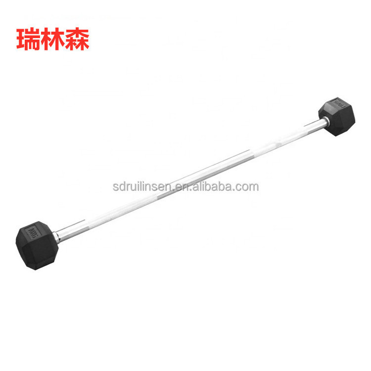 Wholesale Fitness Equipment Weight Fixed Straight Rubber Coated Barbell Set With Chromed Handle Free Weight