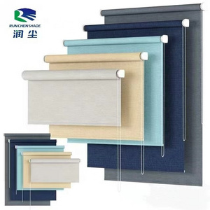 Customized Blackout Wifi Control Shades Dual Tuya Zigbee Electric Motor Window Motorized Day and Night Roller Blinds Fabric Slat