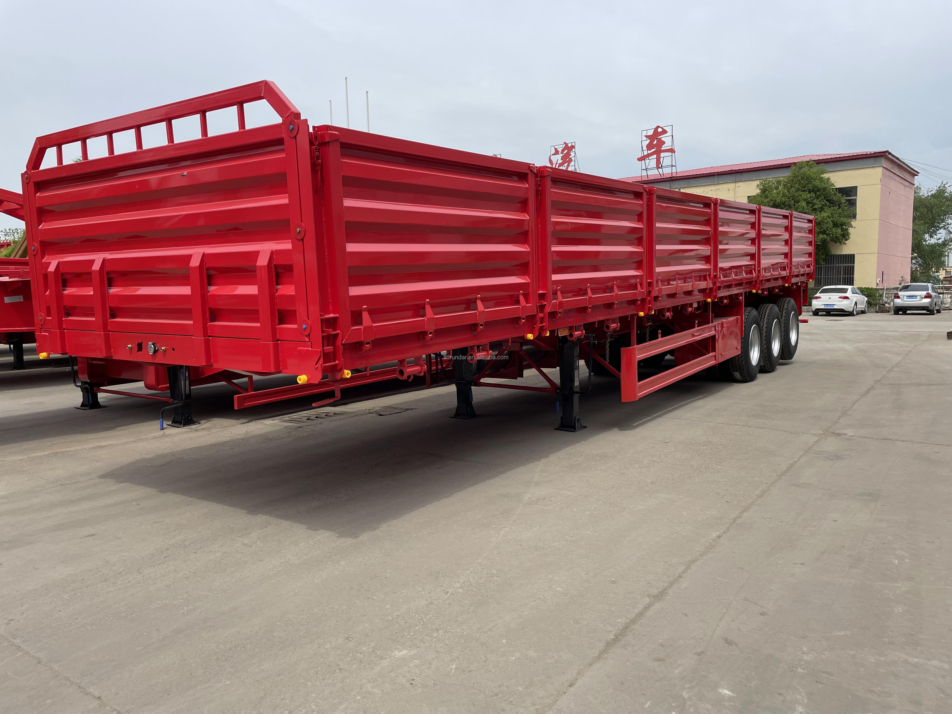 3Axles 40Tons Container loading Bulk Cargo Side Panel Trailer for Grain transportation