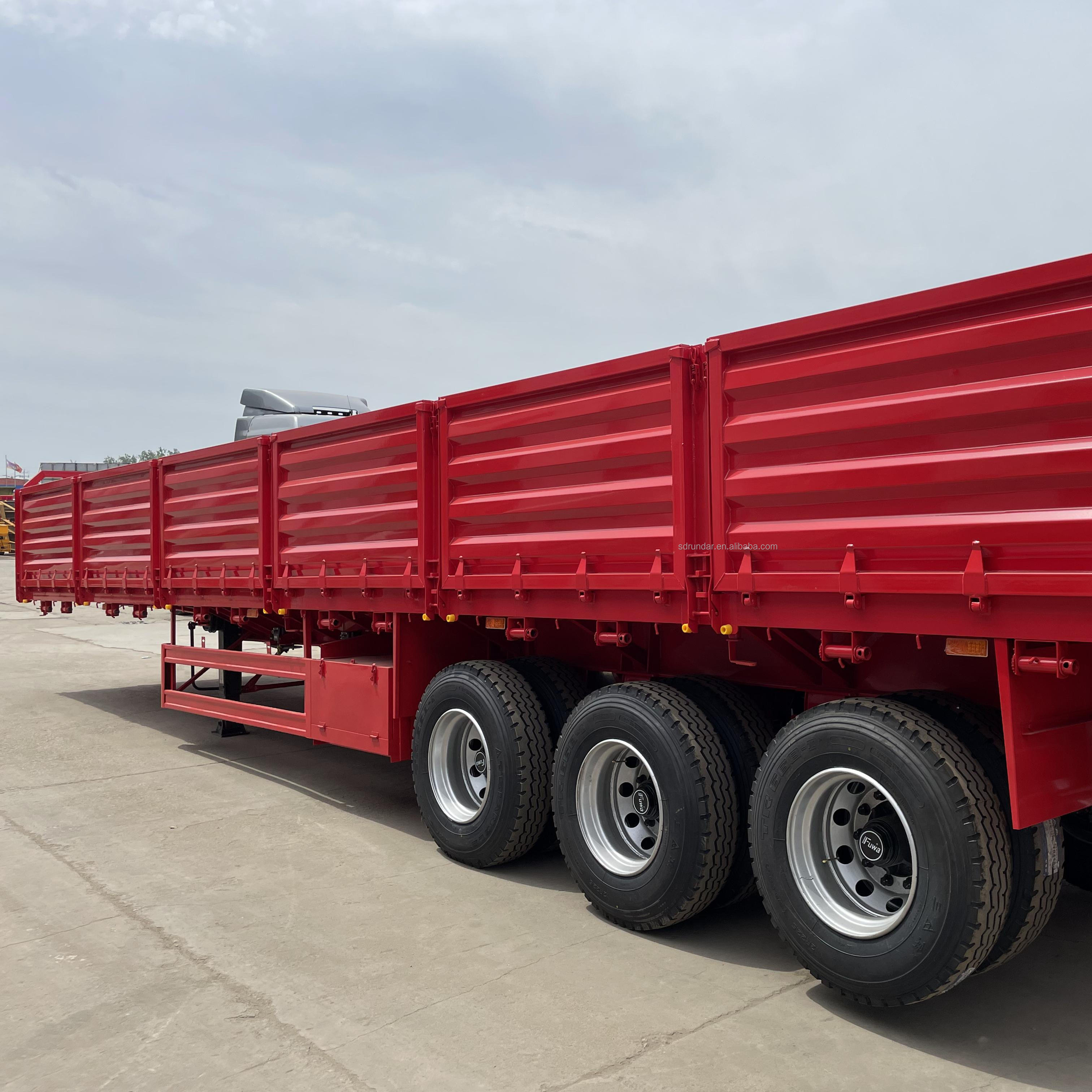 3Axles 40Tons Container loading Bulk Cargo Side Panel Trailer for Grain transportation