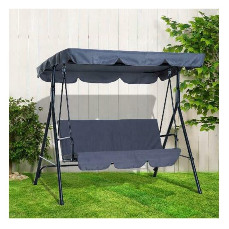 3 Seats Steel Outdoor Porch Swing Lounge Chair With Top Canopy  Outdoor swing chair couple parent child umbrella relax rest