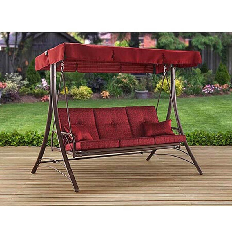 3 Seats Steel Outdoor Porch Swing Lounge Chair With Top Canopy  Outdoor swing chair couple parent child umbrella relax rest