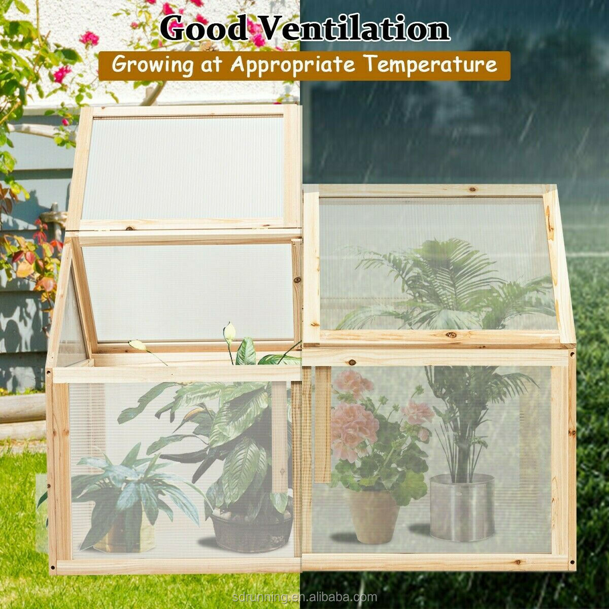 Garden Wooden Cold Frame Greenhouse Raised Planter Bed Protection  Outdoor storage box garden Solarium sunrooms Camping sunrooms