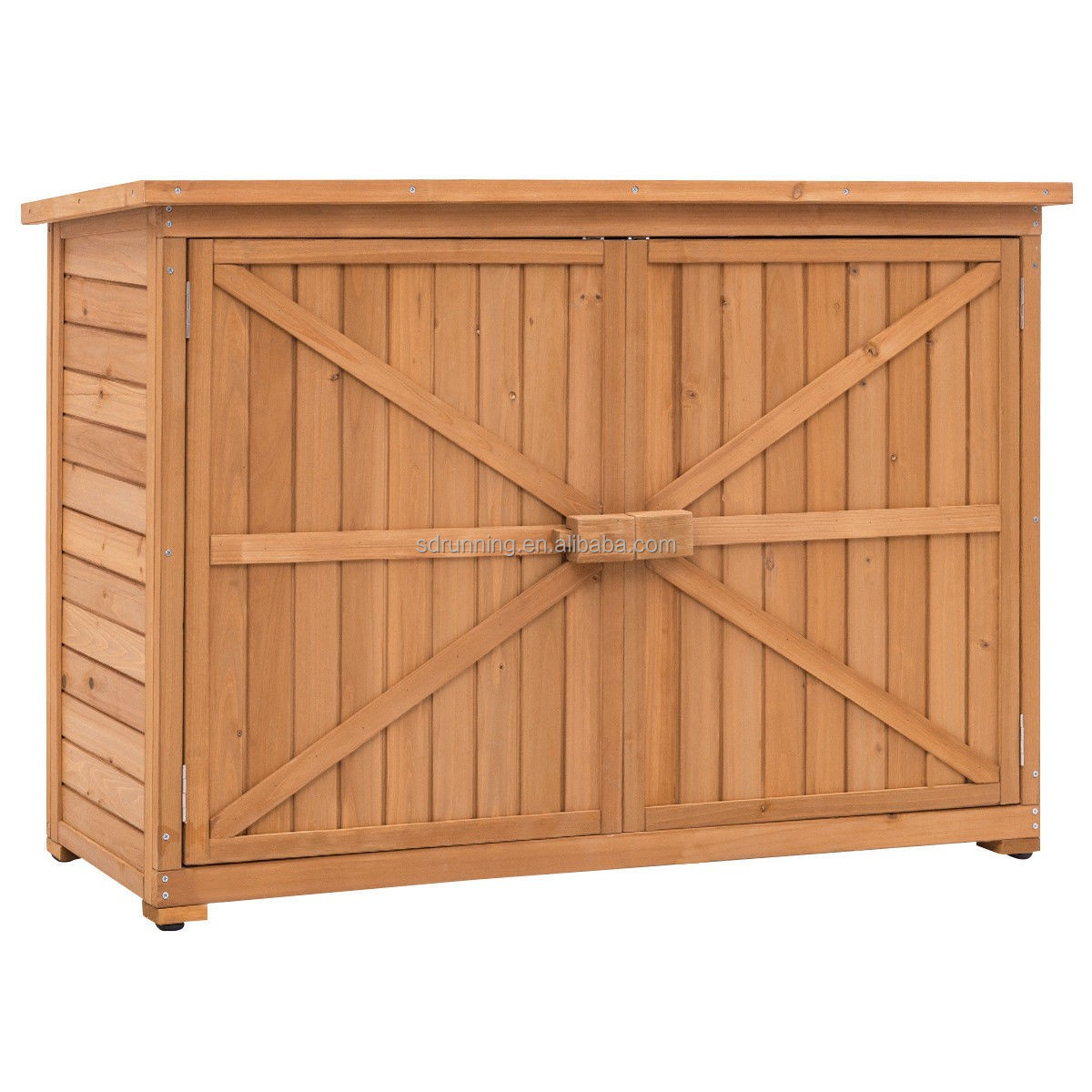 Double Doors Fir Wood Garden Yard Outdoor Storage Cabinet Tool Storage Shed