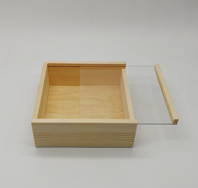 Unfinished Wooden Box Wood Storage Box with Clear Acrylic Sliding Lid Wood Craft Shadow Boxes Display