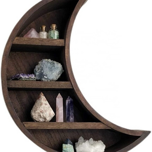 living room bedroom decor hanging storage display wooden floating shelves wall mounted moon shelf