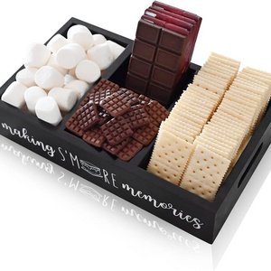 Farmhouse Smore Bar Wood Holder Box with Cutout Handle Wooden food Station Storage Box