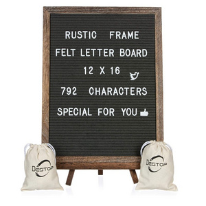 Felt Letter Wood Board Rustic Vintage Wood Frame Dark Grey Changeable Letter and Message Board