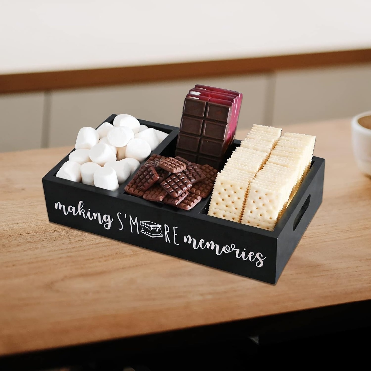 Kitchen Smores Box Wood White Rustic Decor Smores Container Organizer Farmhouse S'mores Bar Station Box