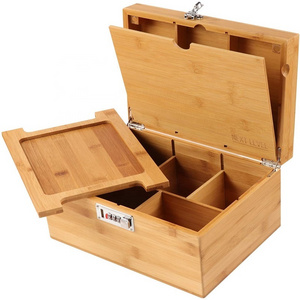 high quality custom reusable wooden storage box smell proof stash box with lock